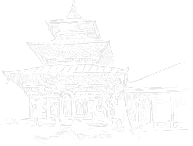 Hand drawn illustration of a structure in nepal