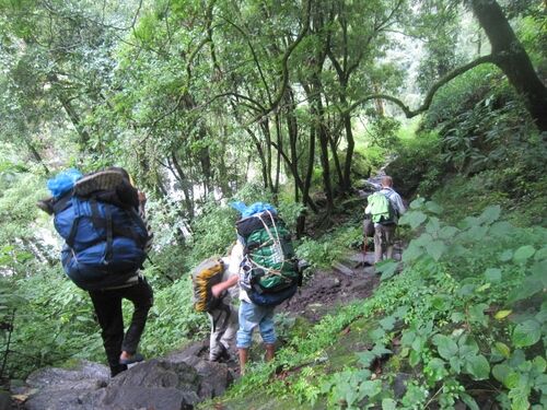 climbers with their large backpacks